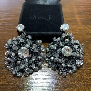 Gunmetal Beaded Fabric Earrings